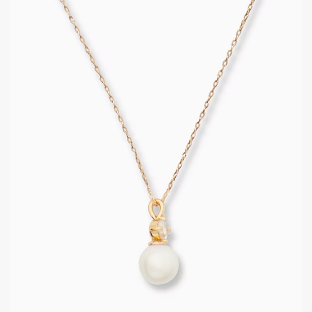 NWT Kate Spade Gold Necklace “Pearls of Wisdom” with Pearl and Diamond Pendant